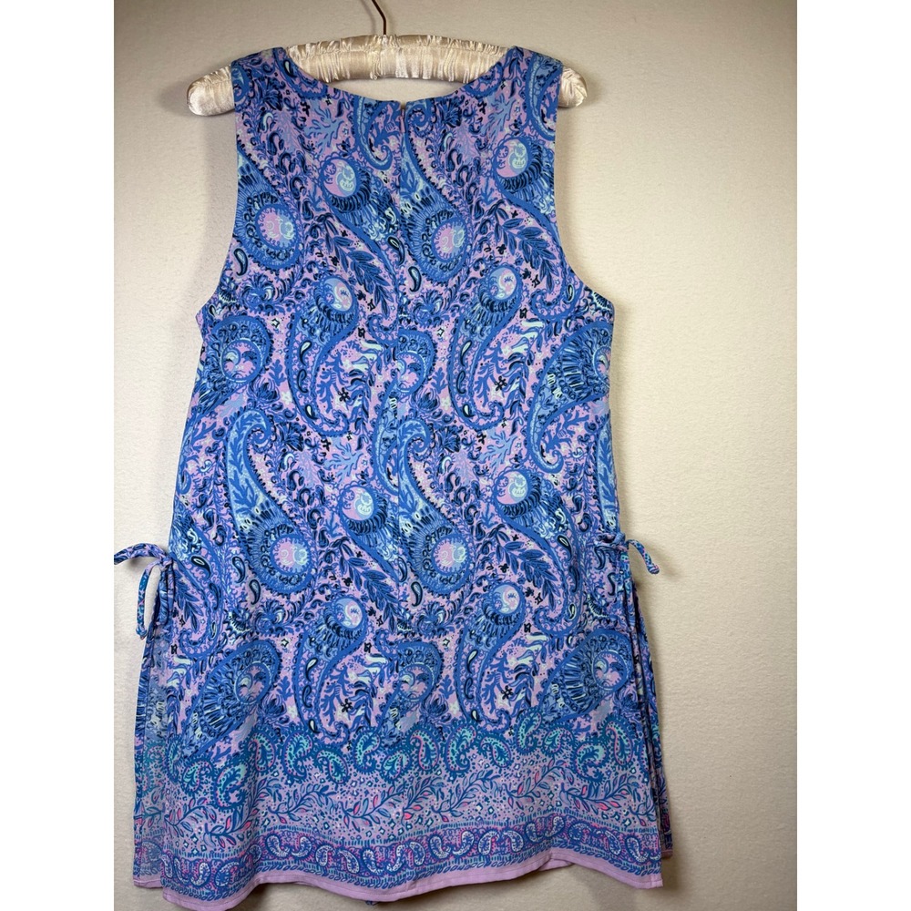 Lilly Pulitzer Fiesta Paisley Purple Iris Dress Womens 10  Sleeveless Side Tie - Picture 7 of 8